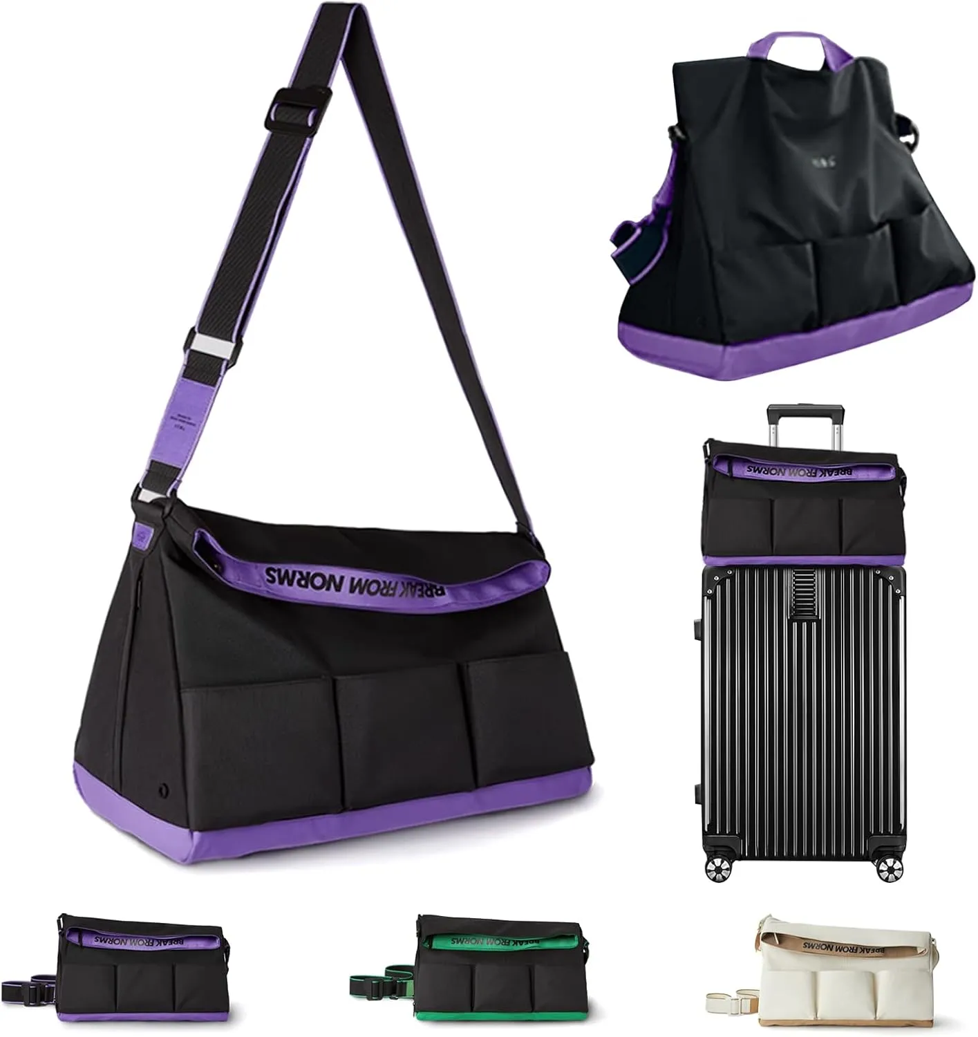 Small Gym Bag with Shoe Compartment for Men & Women, Weekend Travel Overnight Bags, Personal Item Duffle Carry On Bag with Wet Pocket(Black Violet)