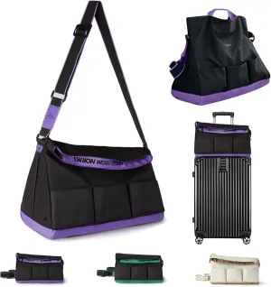 Small Gym Bag with Shoe Compartment for Men & Women, Weekend Travel Overnight Bags, Personal Item Duffle Carry On Bag with Wet Pocket(Black Violet)