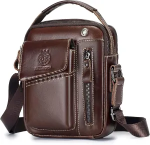 Small Shoulder Bag for Men Genuine Leather Crossbody Messenger Bag Man Purse Casual Handbag