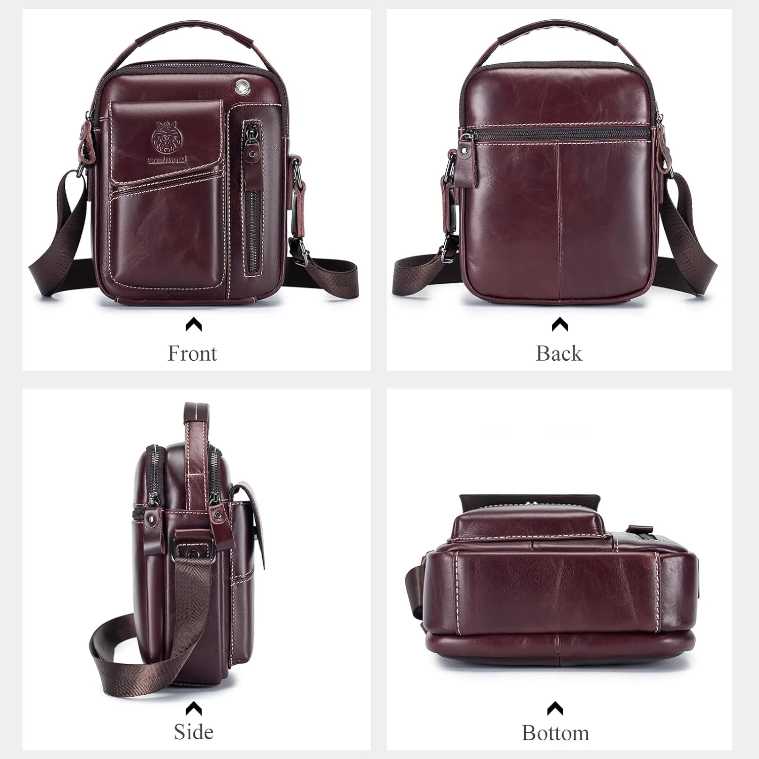 Small Shoulder Bag for Men Genuine Leather Crossbody Messenger Bag Man Purse Casual Handbag