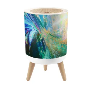 Small Trash Can with Lid Ethereal Light Art Mystic Emerald Canvas 1.8 Gallon Dog Proof Trash Can Round Garbage Can Waste Bin Wastebasket for Bathroom Bedroom Living Room