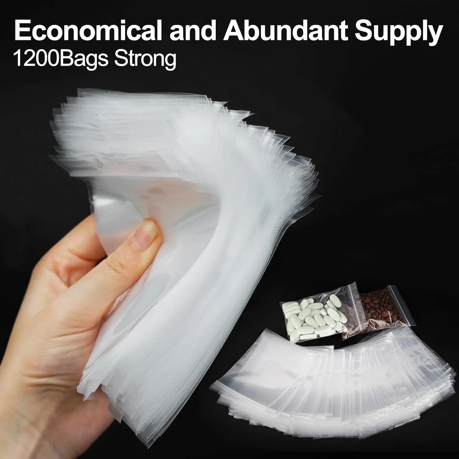 Small Zip Bag, 1200ct 2x2'' Premium Small Plastic Baggies Resealable, 2 Mil(2 Layer) Ultra Strong & Durable Small Zip Top Lock Bag for Jewelry and Small Business - Clear, ZB-22