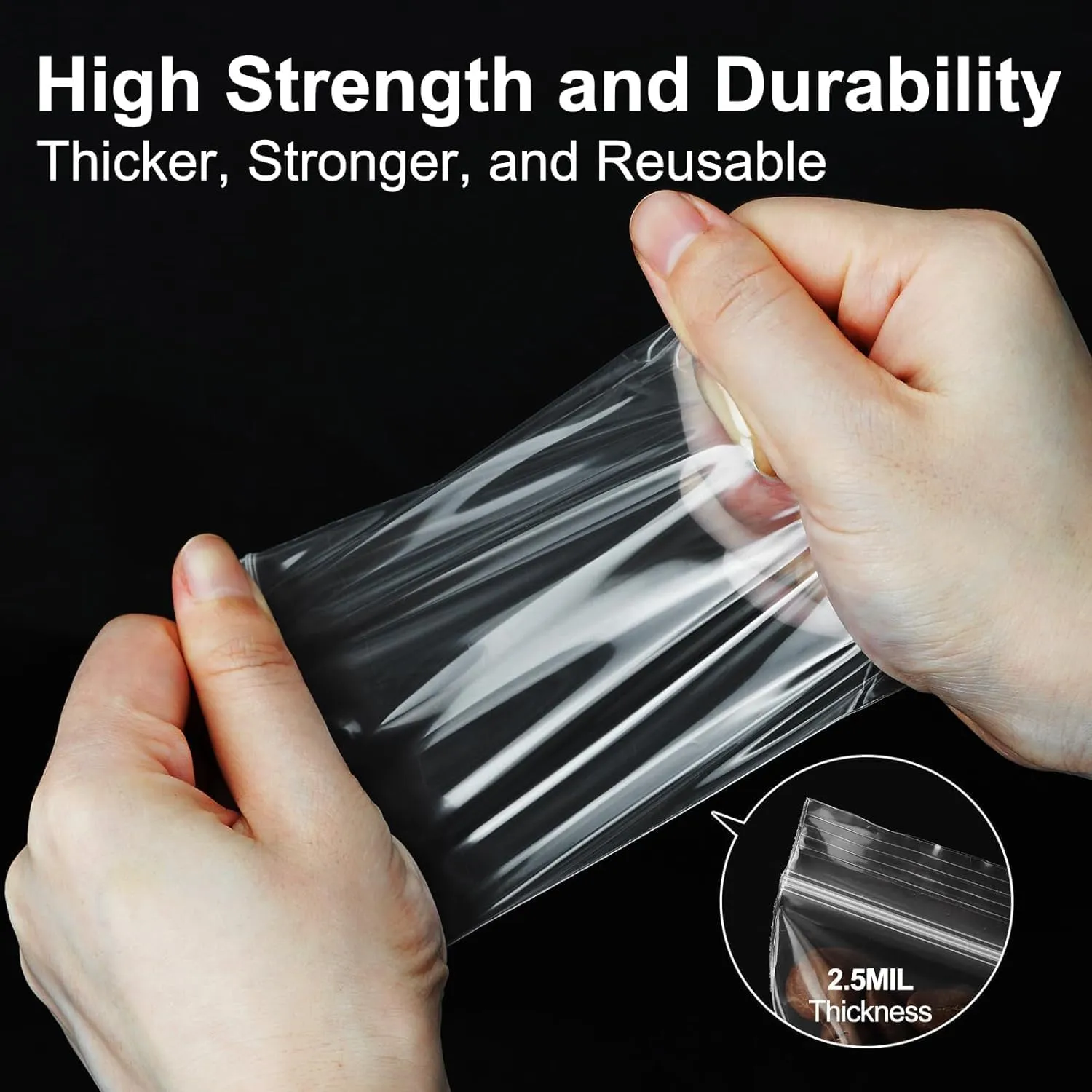 Small Zip Bag, 1200ct 2x2'' Premium Small Plastic Baggies Resealable, 2 Mil(2 Layer) Ultra Strong & Durable Small Zip Top Lock Bag for Jewelry and Small Business - Clear, ZB-22