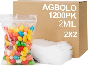 Small Zip Bag, 1200ct 2x2'' Premium Small Plastic Baggies Resealable, 2 Mil(2 Layer) Ultra Strong & Durable Small Zip Top Lock Bag for Jewelry and Small Business - Clear, ZB-22