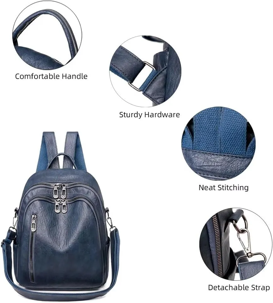 Soft Leather Backpack Purse for Women Convertible Rucksack Designer Shoulder Bag Waterproof Travel Satchel Bag Daypack
