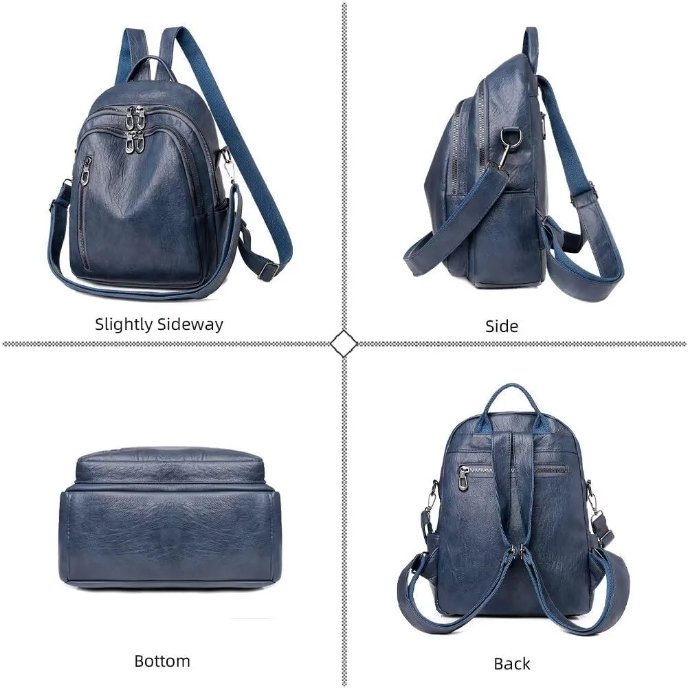 Soft Leather Backpack Purse for Women Convertible Rucksack Designer Shoulder Bag Waterproof Travel Satchel Bag Daypack