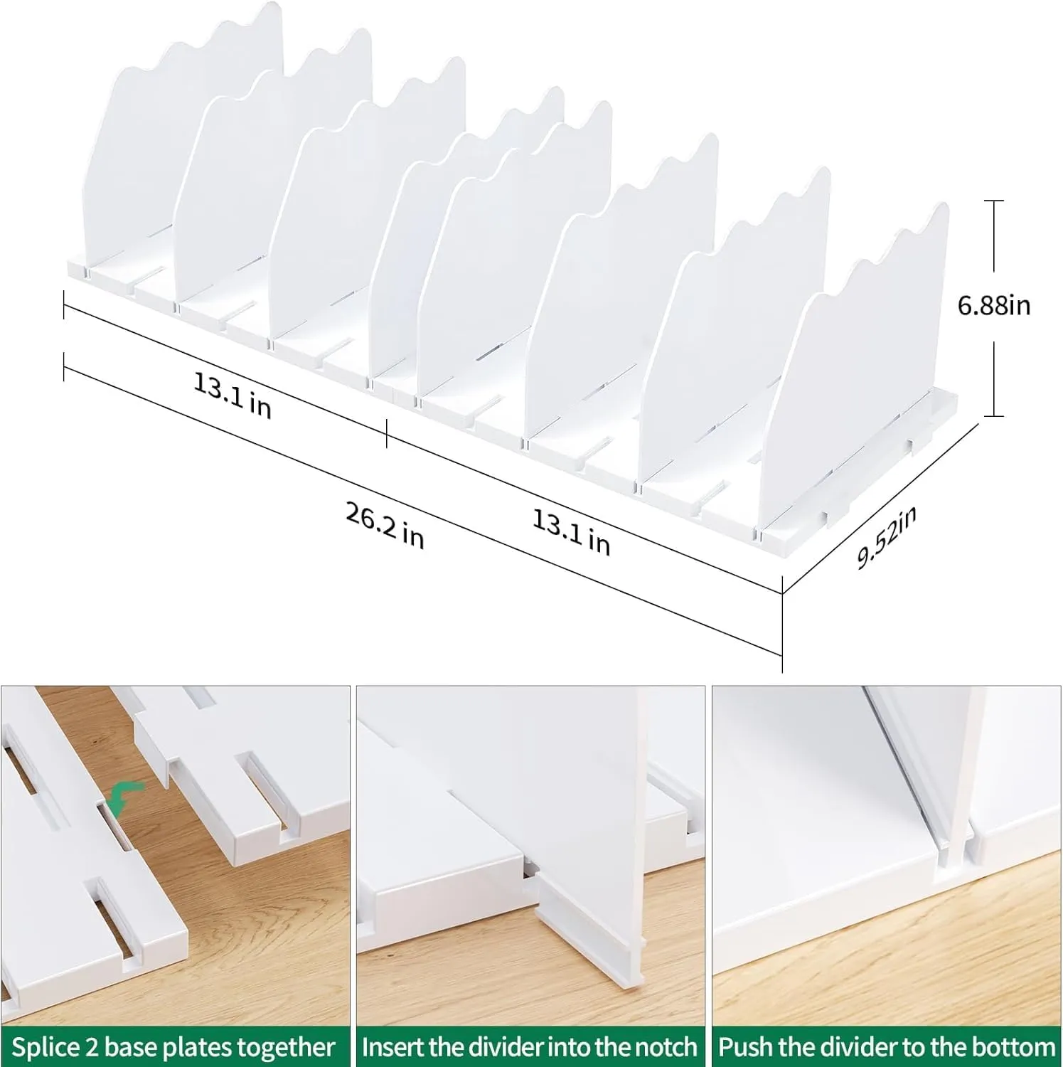 SPACEKEEPER Shelf Divider for Closet, 2 Pack Adjustable Purse Organizers Handbag Separators Storage Organizer Bookshelf Separator Dividers in Bedroom Office Kitchen Bathroom, White