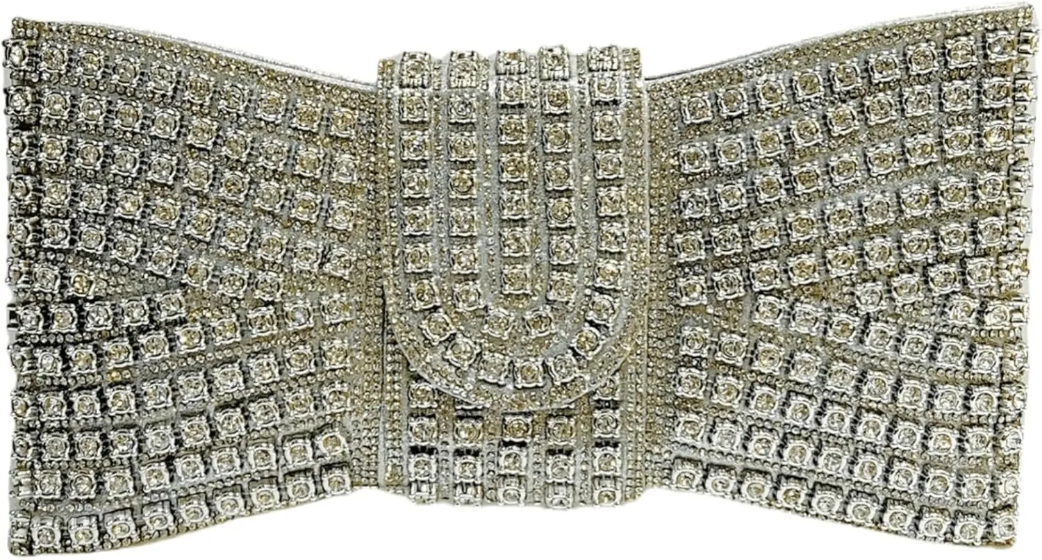 Sparkly Diamond Bow Evening Bag Clutch Purses for Women Rhinestone Glitter Shoulder Handbag for Party Prom Cocktail Wedding