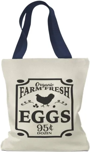 Speedy Pros Canvas Tote Bag for Women Organic Farm Fresh Eggs 95 Farm Hearth Country Beach Bags for Women
