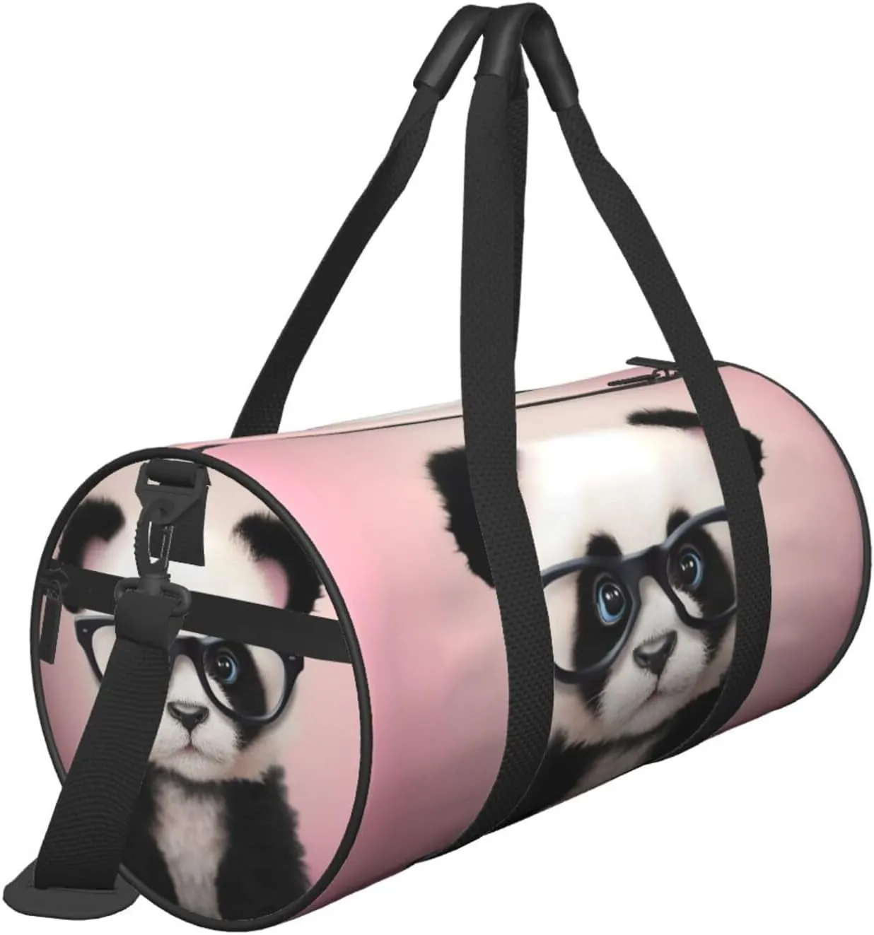 Sports Gym Bag for Women Men Travel Duffel Bag Tote Weekender Bag Carry on Overnight Bag for Travel Swimming Fitness Workout Sports Baby panda with glasses Duffle Bag