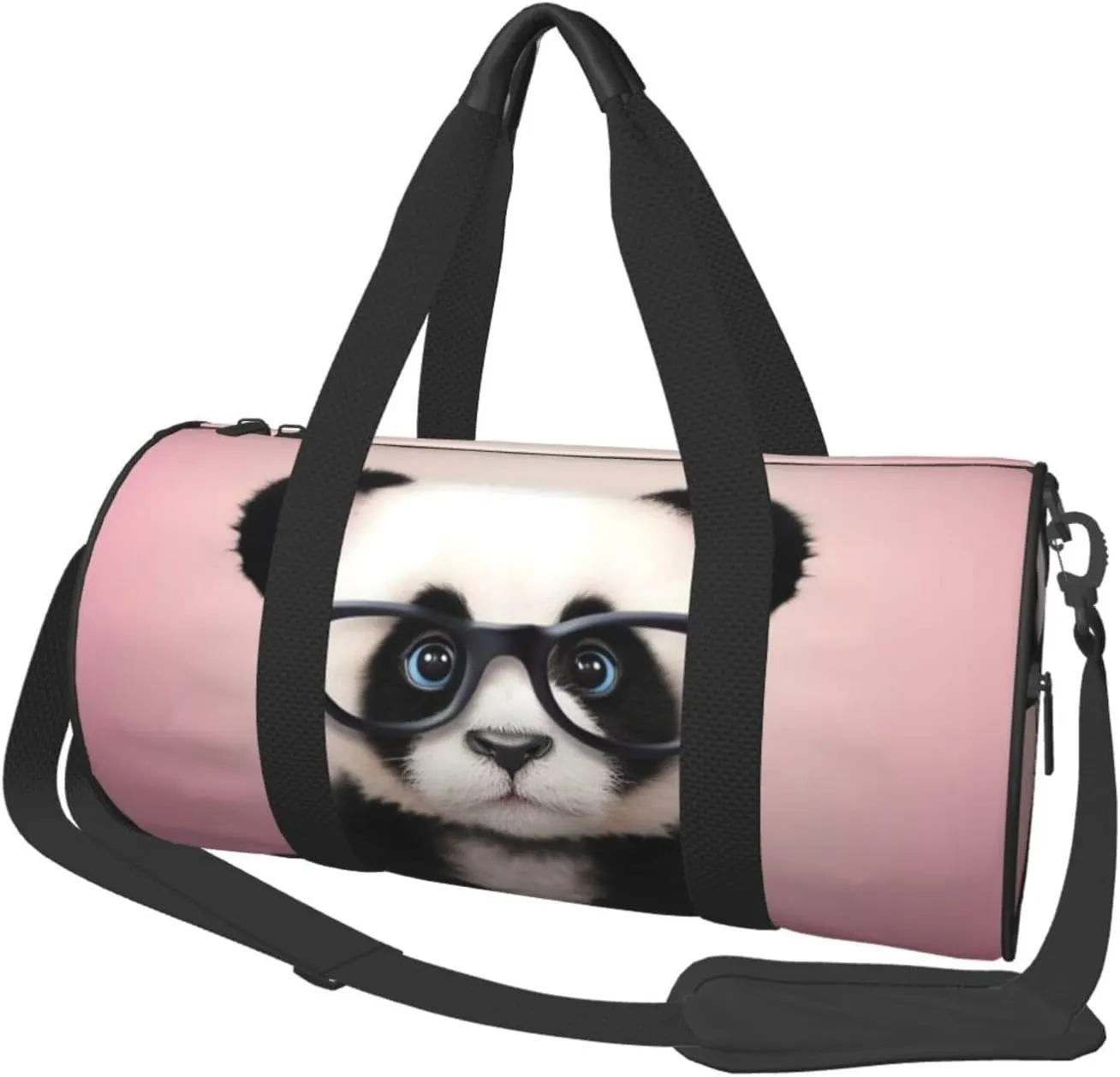 Sports Gym Bag for Women Men Travel Duffel Bag Tote Weekender Bag Carry on Overnight Bag for Travel Swimming Fitness Workout Sports Baby panda with glasses Duffle Bag