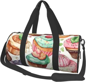 Sports Gym Bag for Women Men Travel Duffel Bag Tote Weekender Bag Carry on Overnight Bag for Travel Swimming Fitness Workout Sports Cupcakes Donuts Muffins Sugar Duffle Bag