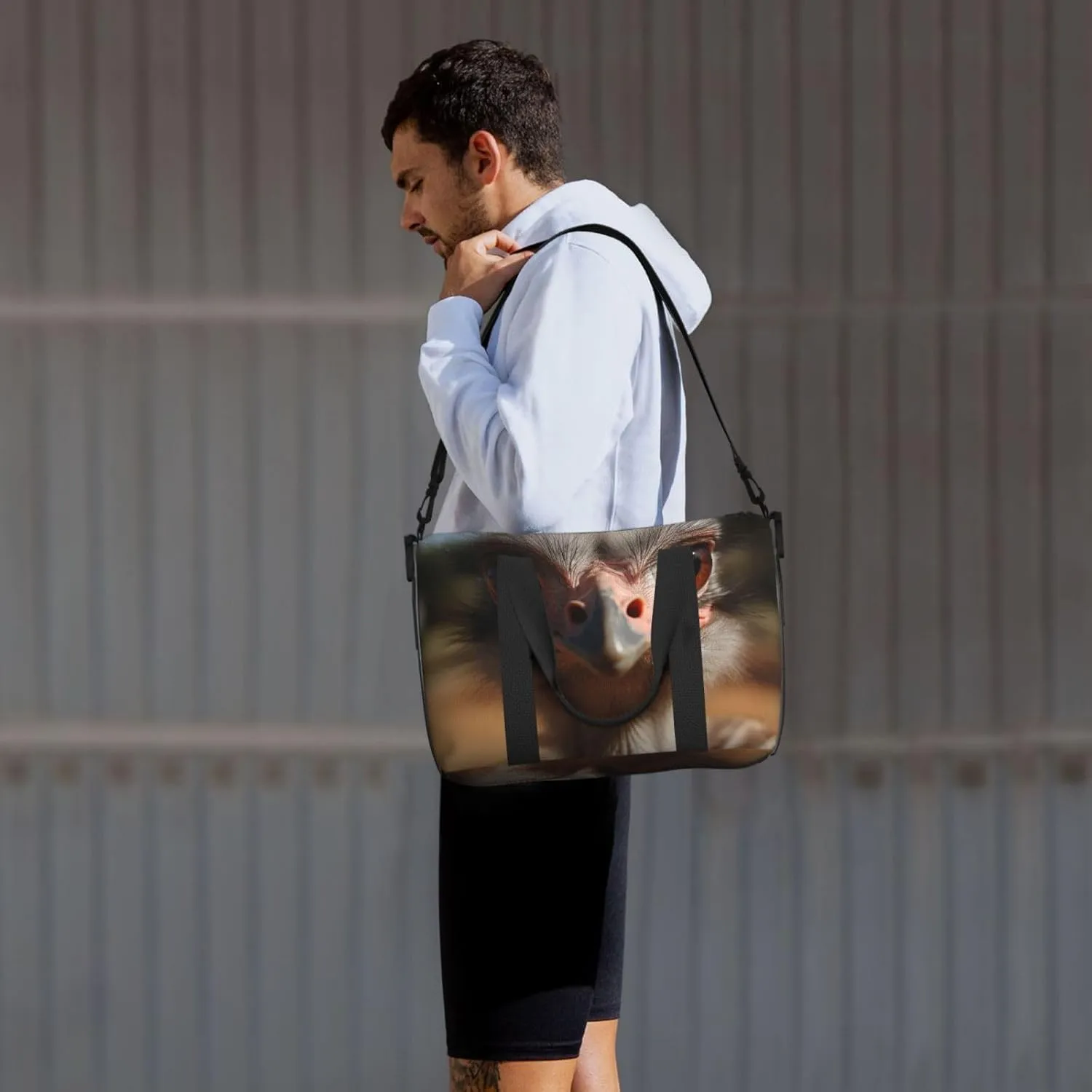 Sports Gym Bag for Women Men Travel Duffel Bag Tote Weekender Bag Carry on Overnight Bag for Travel Swimming Fitness Workout Sports Cute Ostrich Duffle Bag