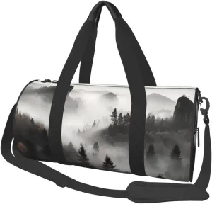 Sports Gym Bag for Women Men Travel Duffel Bag Tote Weekender Bag Carry on Overnight Bag for Travel Swimming Fitness Workout Sports Foggy Mountains Forest Duffle Bag