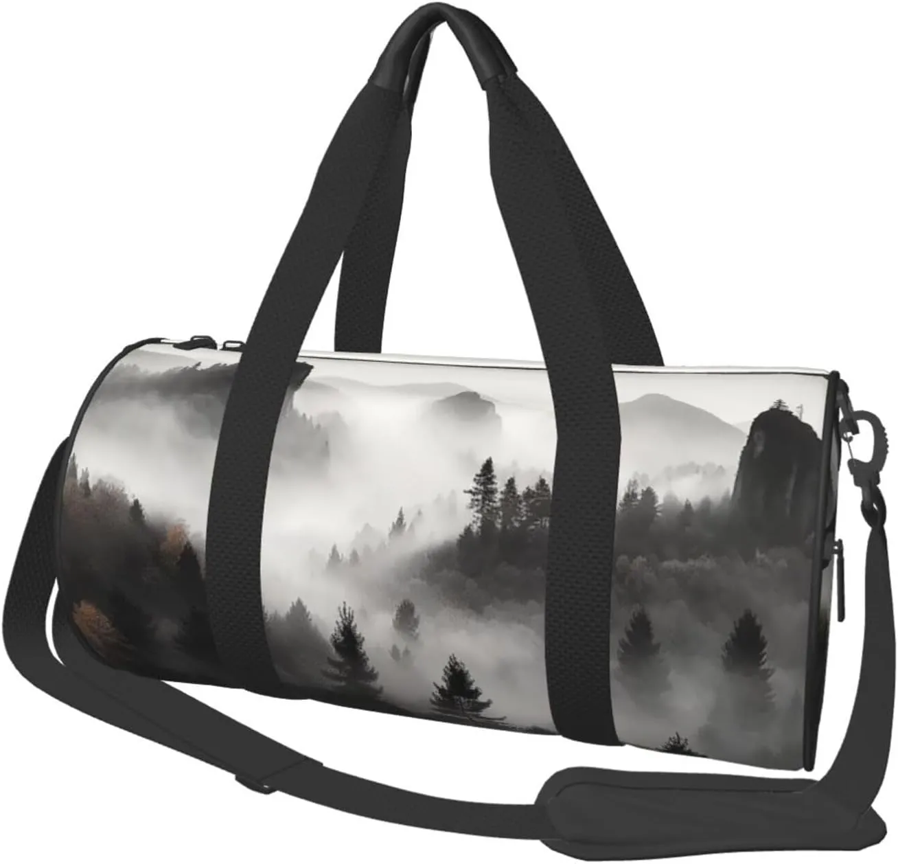Sports Gym Bag for Women Men Travel Duffel Bag Tote Weekender Bag Carry on Overnight Bag for Travel Swimming Fitness Workout Sports Foggy Mountains Forest Duffle Bag