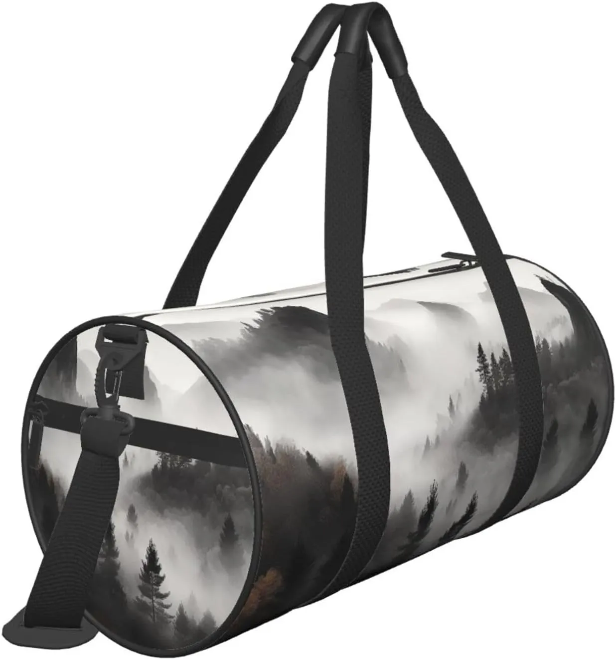 Sports Gym Bag for Women Men Travel Duffel Bag Tote Weekender Bag Carry on Overnight Bag for Travel Swimming Fitness Workout Sports Foggy Mountains Forest Duffle Bag