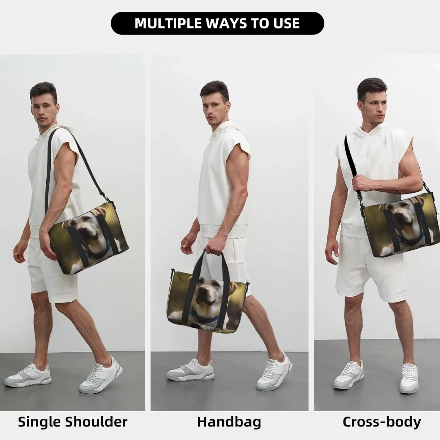Sports Gym Bag for Women Men Travel Duffel Bag Tote Weekender Bag Carry on Overnight Bag for Travel Swimming Fitness Workout Sports Labrador Duffle Bag