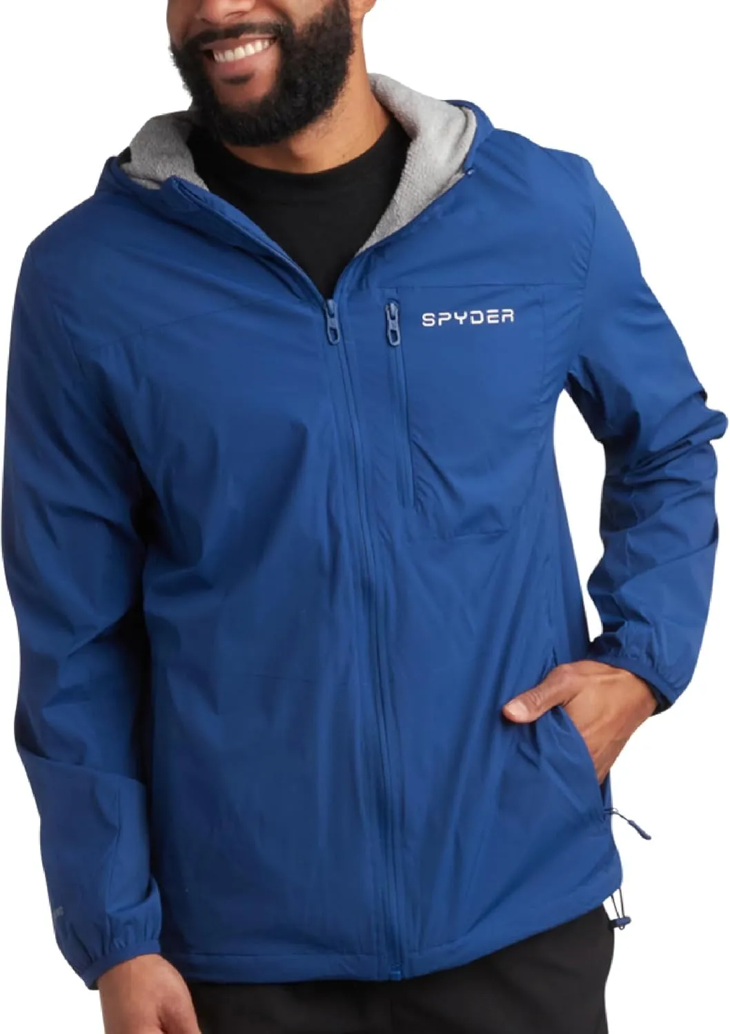 Spyder Mens Rain Jacket - Wind & Water Resistant Hooded Lightweight Rain Coats for Travel and Golf (Sizes: S-L)