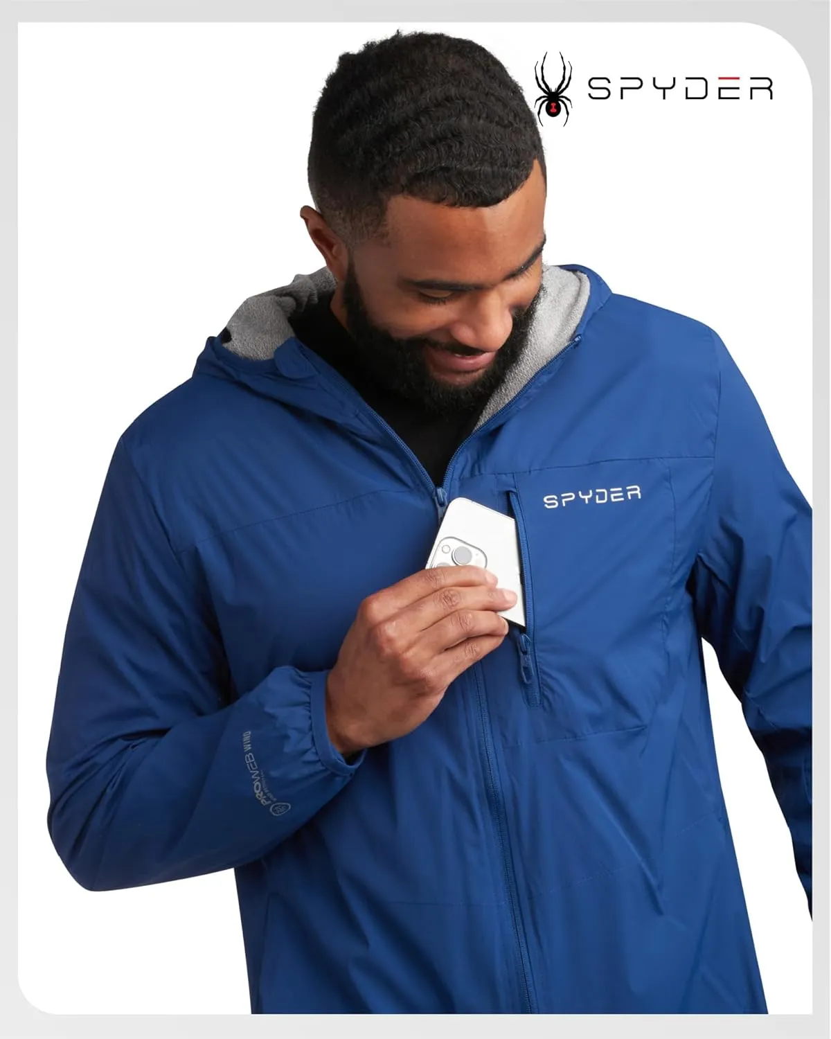 Spyder Mens Rain Jacket - Wind & Water Resistant Hooded Lightweight Rain Coats for Travel and Golf (Sizes: S-L)
