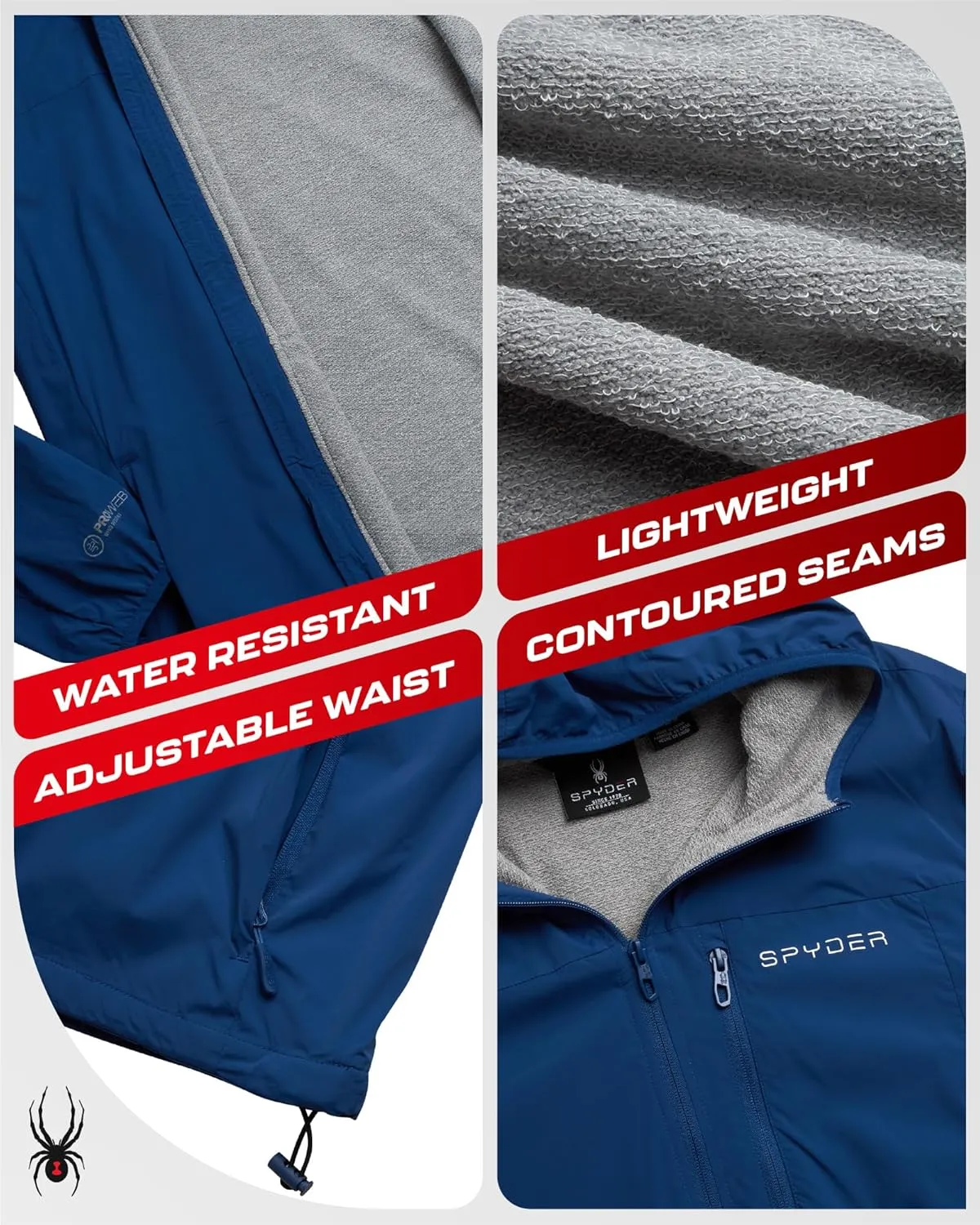 Spyder Mens Rain Jacket - Wind & Water Resistant Hooded Lightweight Rain Coats for Travel and Golf (Sizes: S-L)