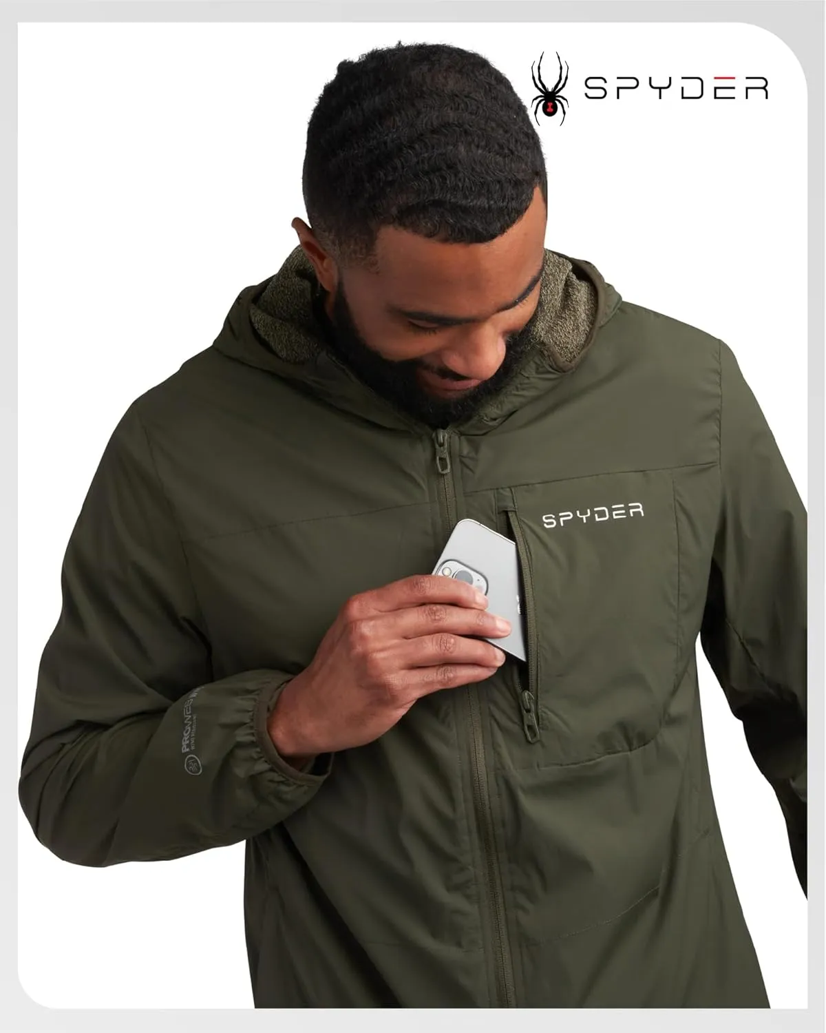 Spyder Mens Windbreaker Jacket - Lightweight Wind & Water Resistant Rain Coat for Men, Hooded Rain Jacket Men for Travel Golf