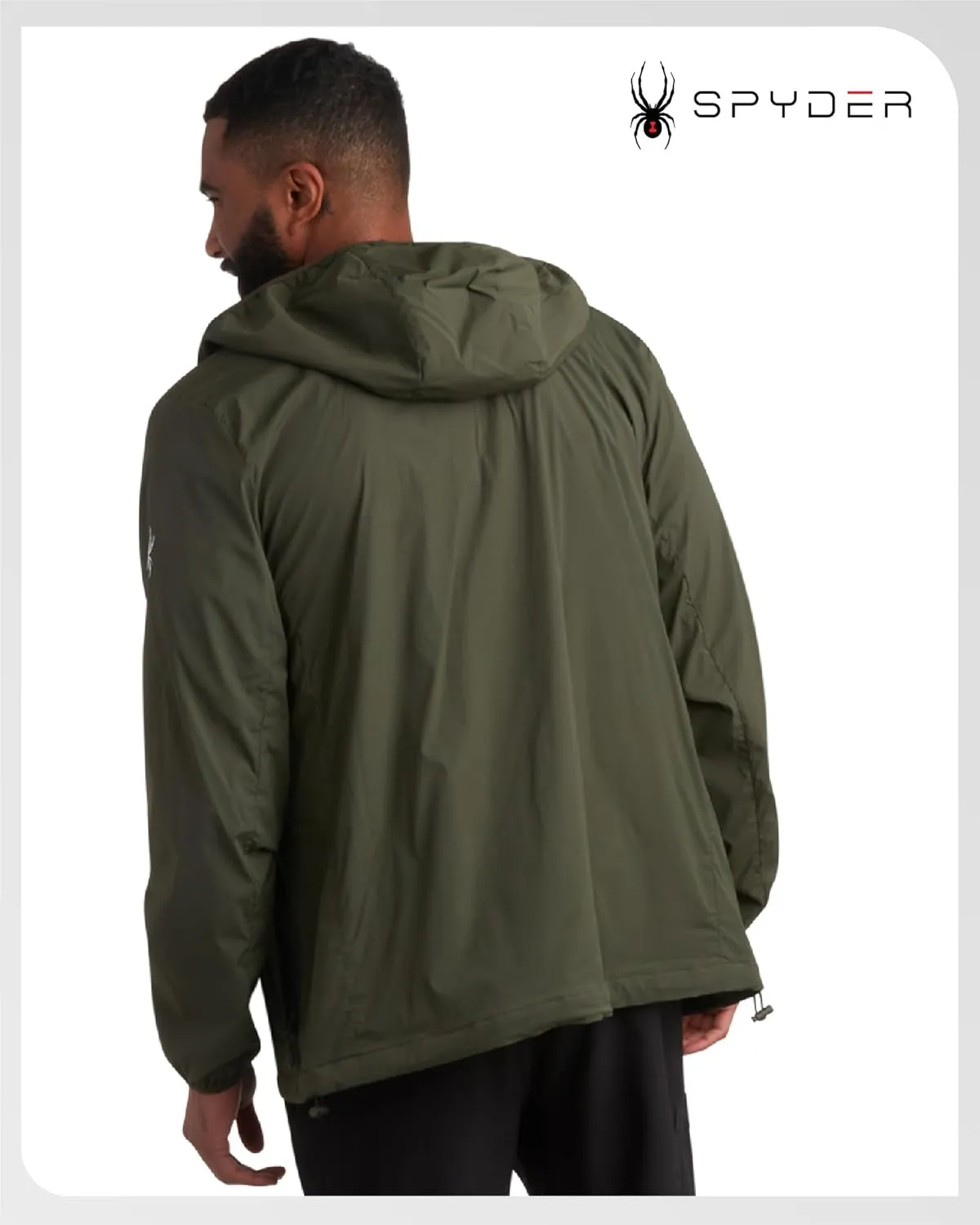 Spyder Mens Windbreaker Jacket - Lightweight Wind & Water Resistant Rain Coat for Men, Hooded Rain Jacket Men for Travel Golf