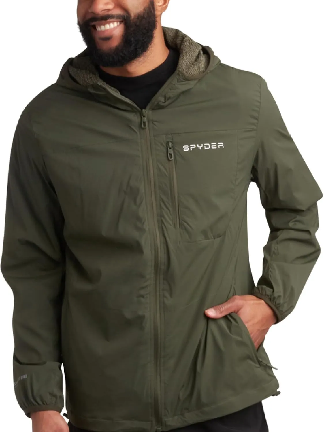 Spyder Mens Windbreaker Jacket - Lightweight Wind & Water Resistant Rain Coat for Men, Hooded Rain Jacket Men for Travel Golf