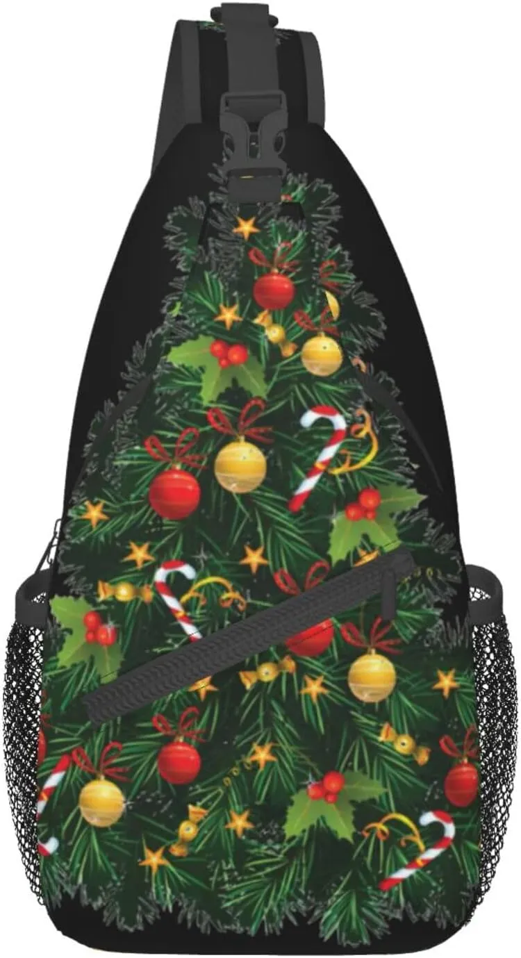 SSIMOO Christmas Tree Versatile Travel Hiking Backpack-Perfect For Outdoor Cycling,Chest Shoulder Bag