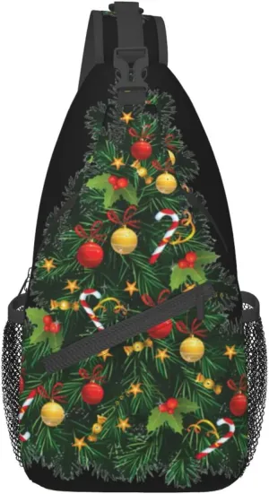 SSIMOO Christmas Tree Versatile Travel Hiking Backpack-Perfect For Outdoor Cycling,Chest Shoulder Bag
