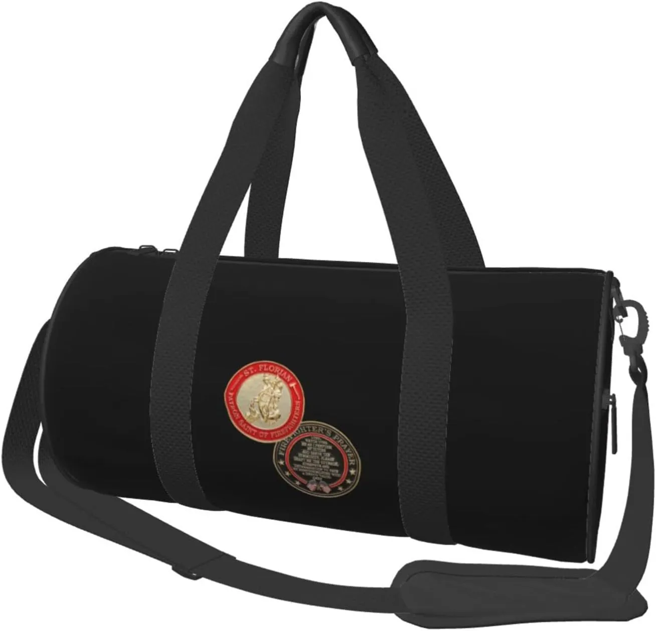 St Florian Patron Saint of Firefighters with Hero's Convertible Garment Bag with Shoulder Strap, Carry on Garment Duffel Bag for Men Women - Rolling Foldable for Travel Luggage Bags (Black)