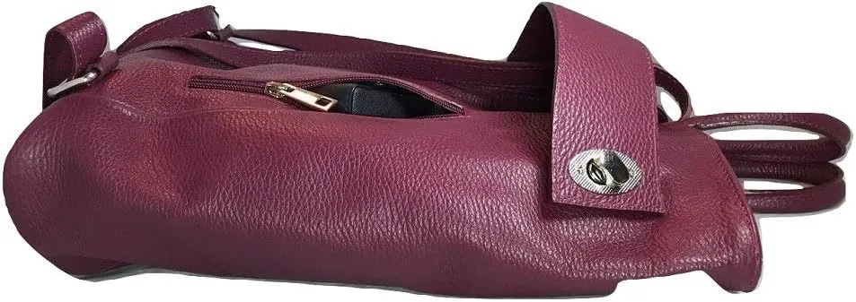 Stella Convertible Leather Backpack Purse – Casual Travel Tote Bag Burgundy Wine