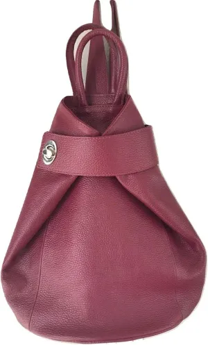 Stella Convertible Leather Backpack Purse – Casual Travel Tote Bag Burgundy Wine