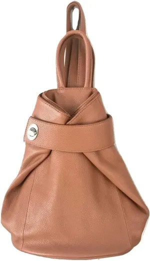 Stella Convertible Leather Backpack Purse – Casual Travel Tote Bag Cognac Tan