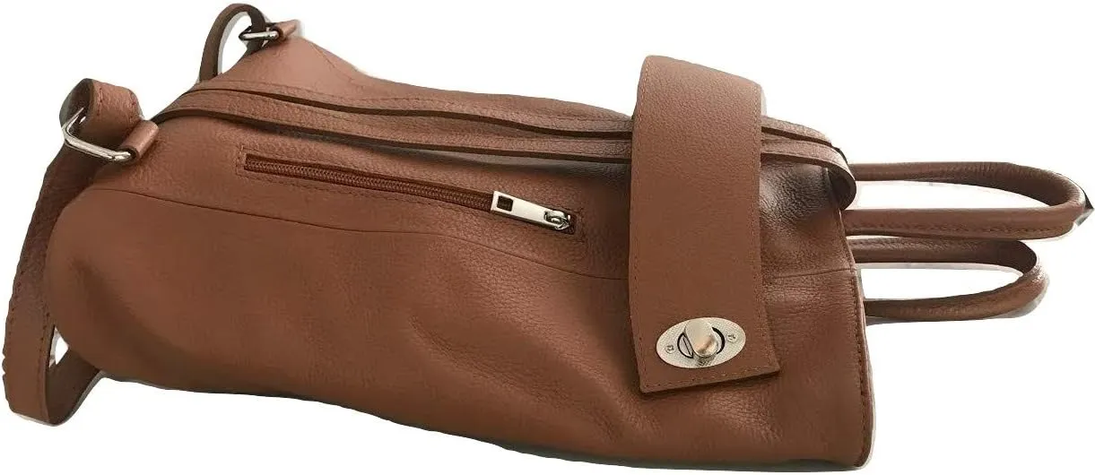 Stella Convertible Leather Backpack Purse – Casual Travel Tote Bag Cognac Tan
