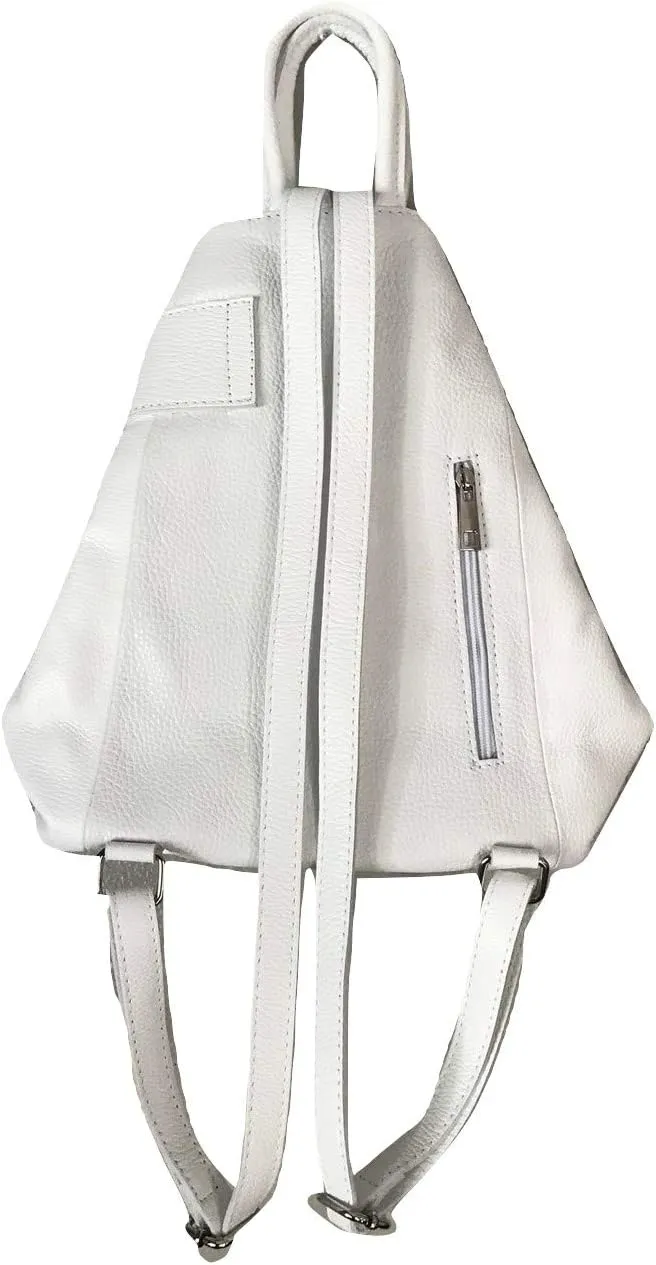 Stella Convertible Leather Backpack Purse – Casual Travel Tote Bag White