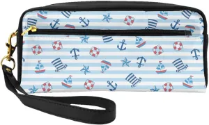Striped Anchor Sails Travel Toiletry Bag for Women Men Lightweight Small Cosmetic Makeup Bag Organizer Portable Storage Zipper Shaving Bags With Handle for Toiletries Shaving Accessories