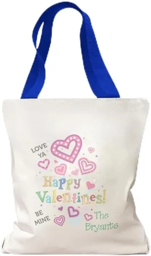 Style In Print Canvas Tote Reusable Shopping Bag Love Ya. Happy Valentines! Be Mine. Valentines Day