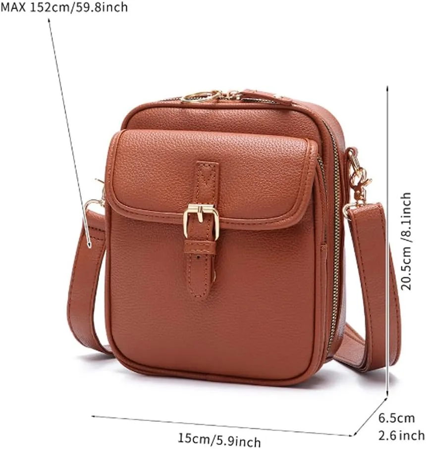 Successivei Crossbody Leather Bag, 2025 Upgrade Vintage Double Layer Large Capacity Mini Messenger Bags