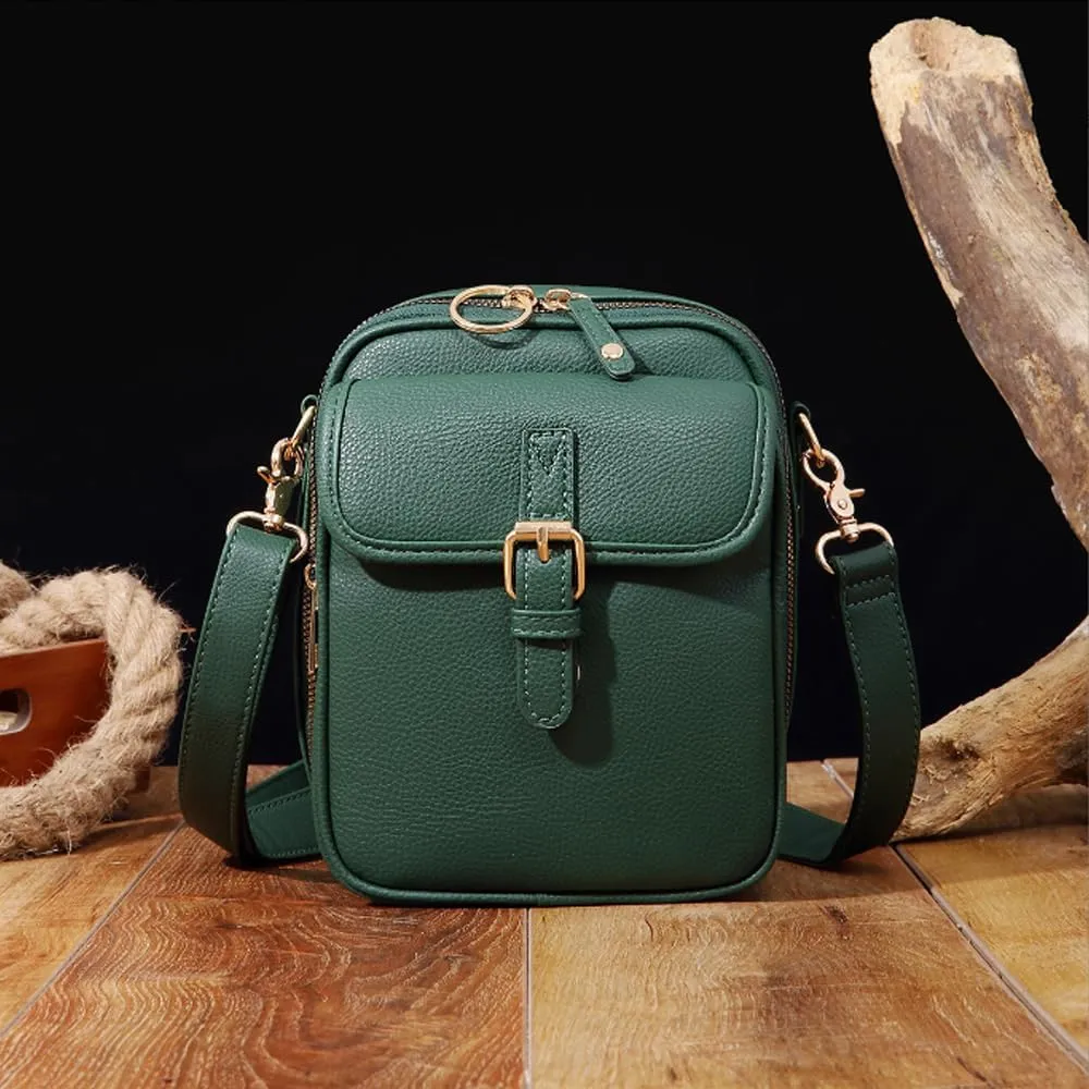 Successivei Crossbody Leather Bag, 2025 Upgrade Vintage Double Layer Large Capacity Mini Messenger Bags