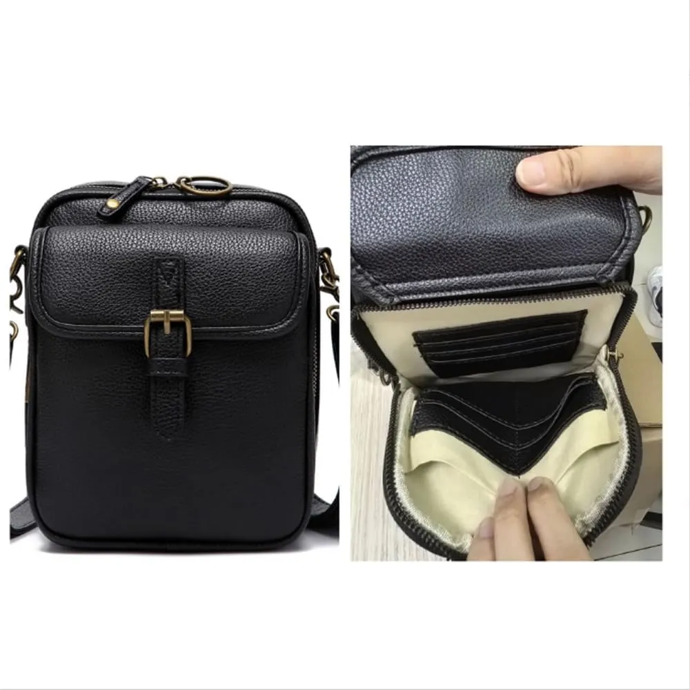 Successivei Crossbody Leather Bag, 2025 Upgrade Vintage Double Layer Large Capacity Mini Messenger Bags