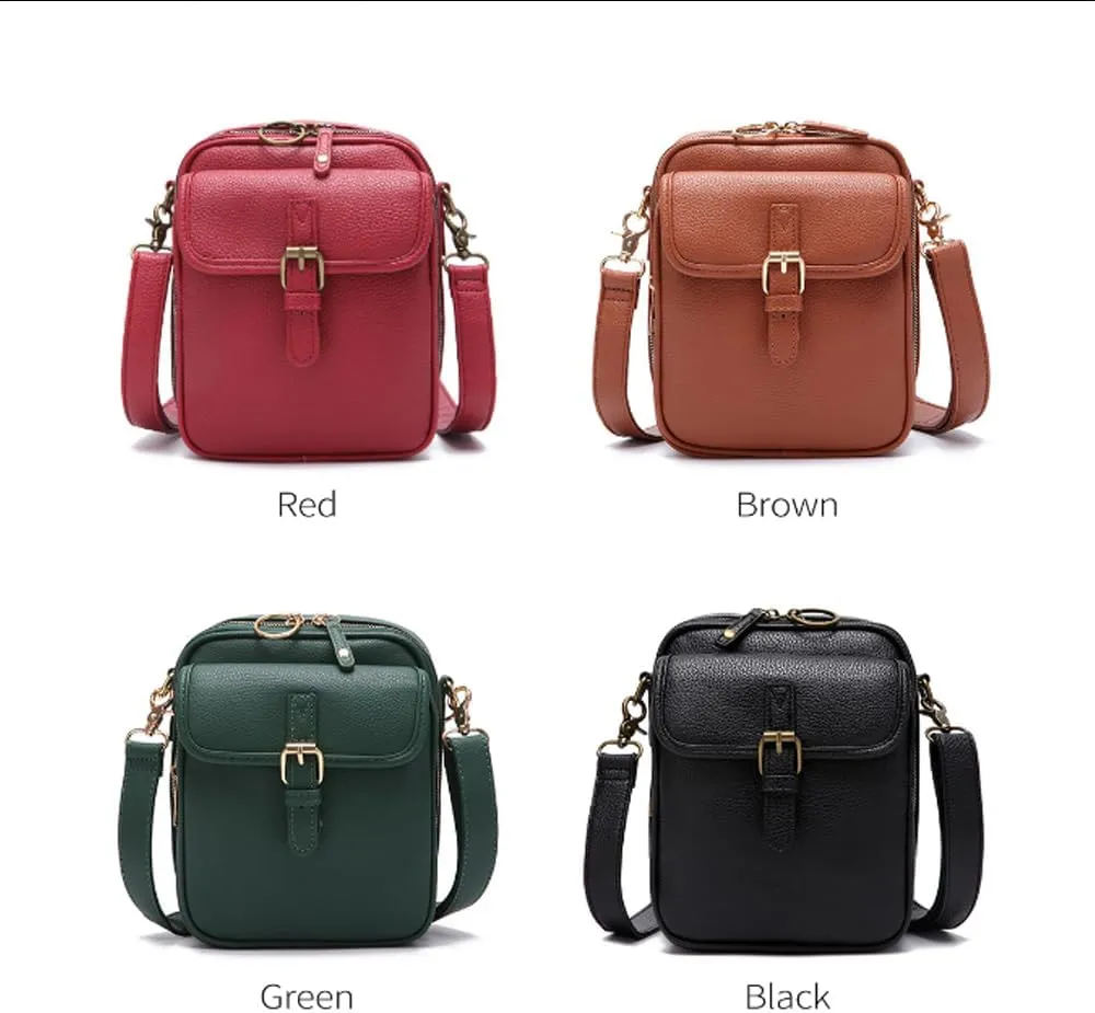 Successivei Crossbody Leather Bag, 2025 Upgrade Vintage Double Layer Large Capacity Mini Messenger Bags