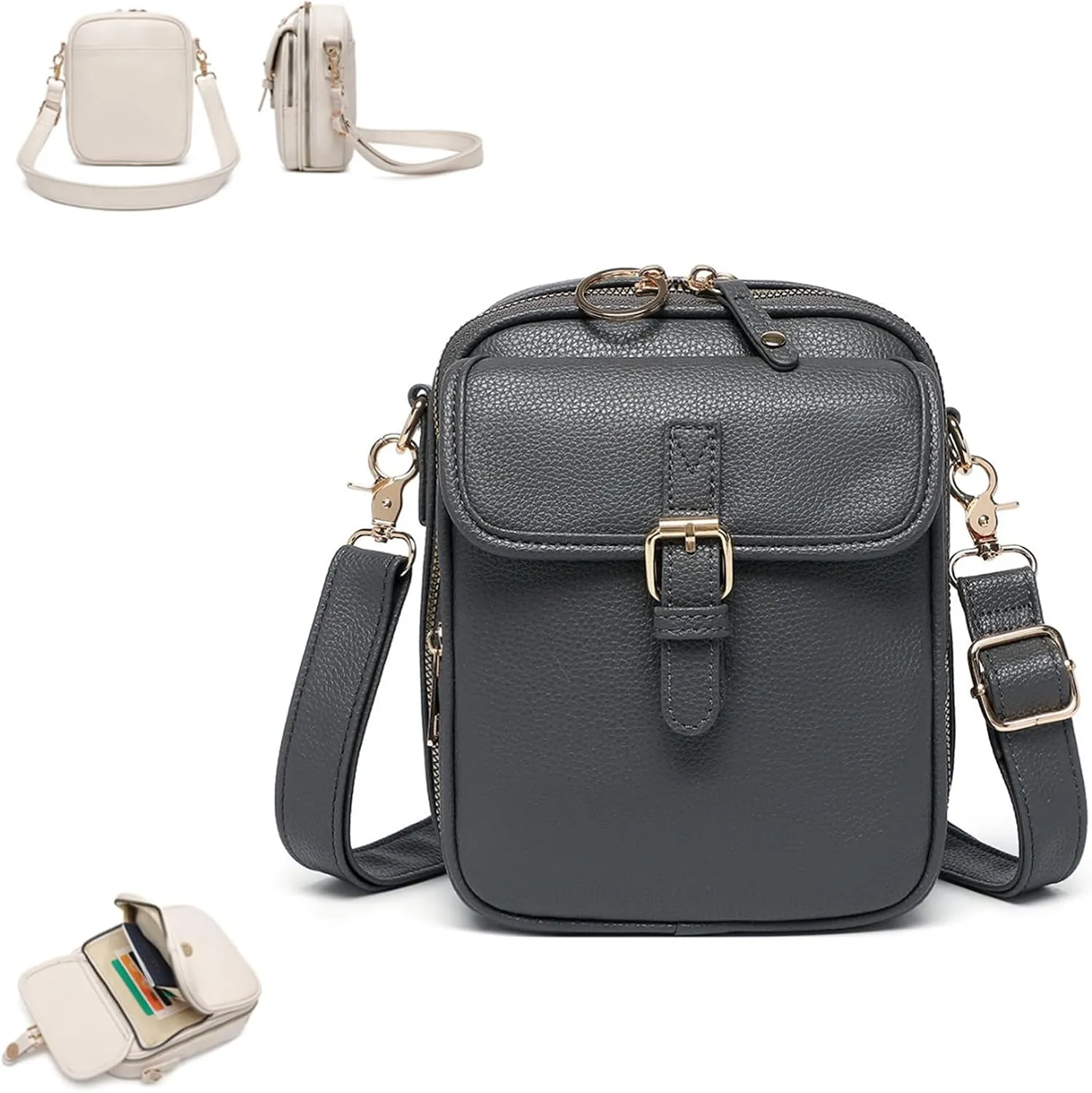 Successivei Crossbody Leather Bag, 2025 Upgrade Vintage Double Layer Large Capacity Mini Messenger Bags