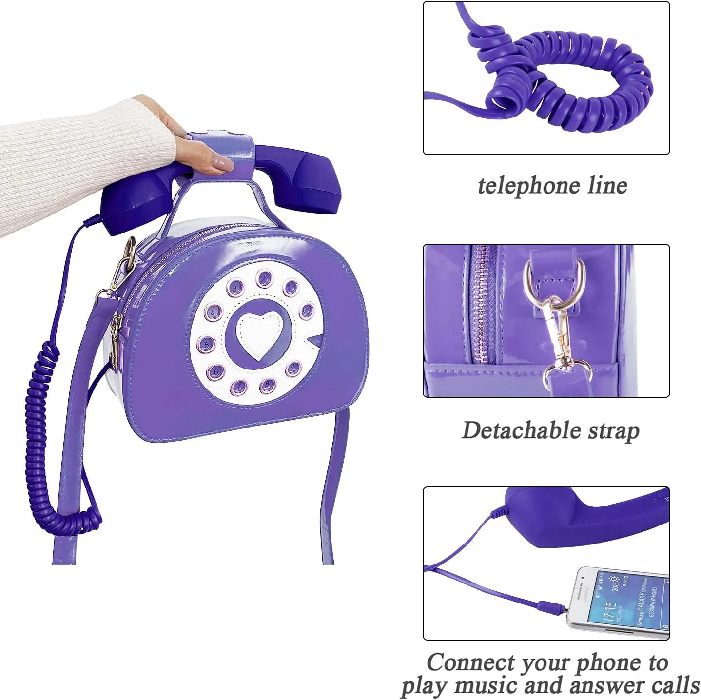 SUKUTU Telephone Shaped Purse Shoulder Crossbody Tote Bags Women Retro Phone Top-Handle Handbags for Girls