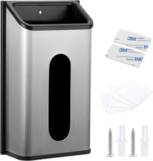 Sumnacon Grocery Bag Dispenser Wall Mount Stainless Steel Bag Dispenser for Plastic Bags Sturdy Grocery Bag Holder with Screws Adhesives Decorative Plastic Bag Holder for Kitchen Pantry Cabinet