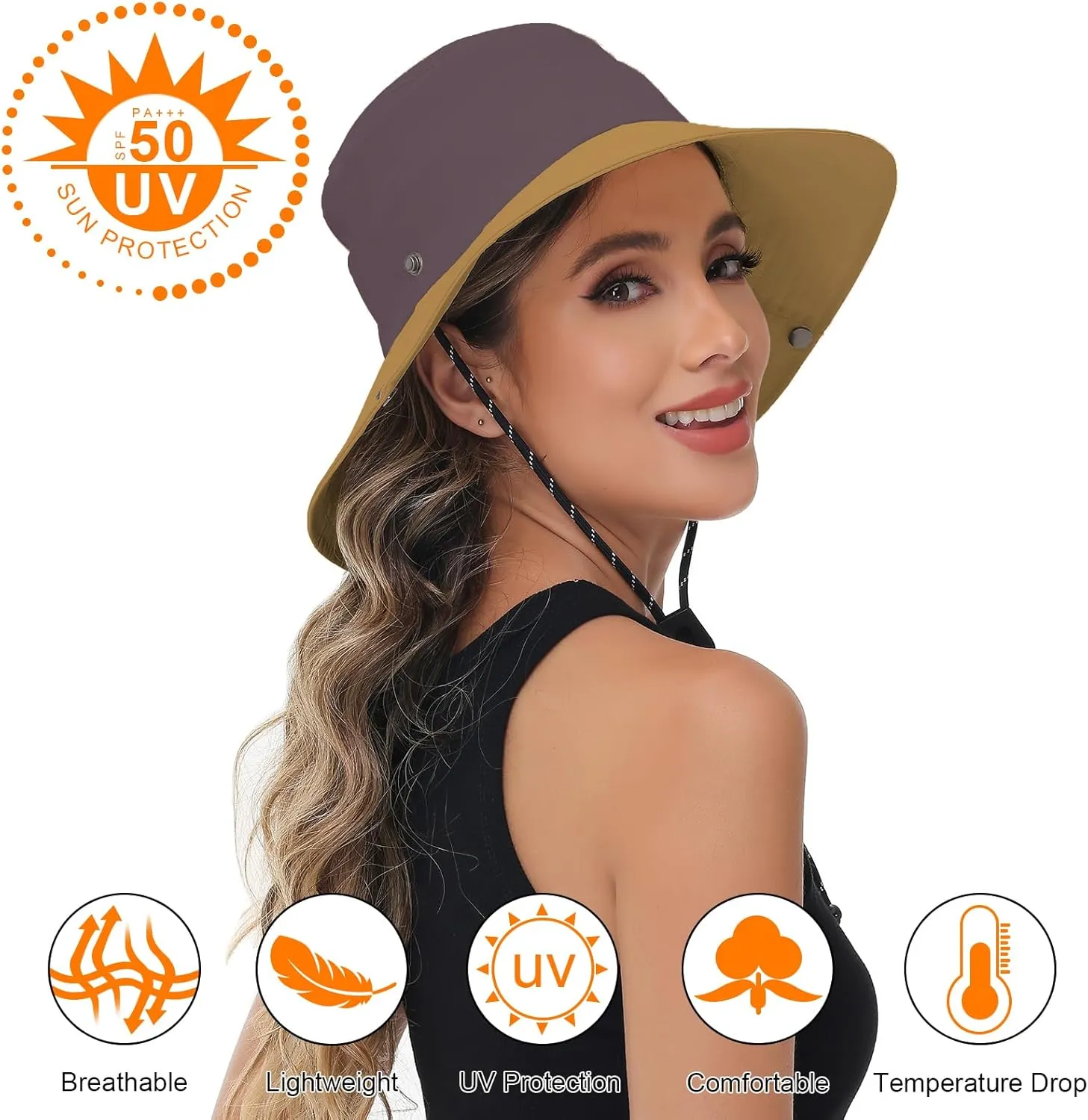 Sun Hats for Women UV Protection Fishing Hat Wide Brim Safari Hats 2 in 1 Zip-Off Sun Visor Hats UPF 50 