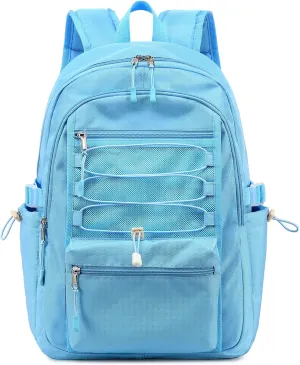 Sunborls School Travel Laptop Backpack Teen Girls Weekend Leisure Vacation Rucksacks Unisex 15.6in Handmade Rope Decoration Student Cute Lightweight High-Capacity The Gift Bookbag (Blue)