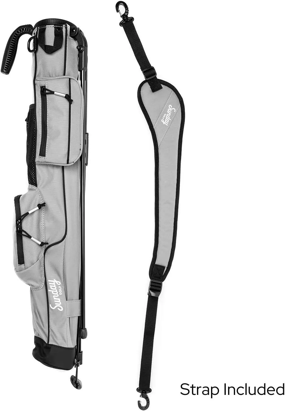 Sunday Golf - Lightweight Sunday Golf Bag with Strap and Stand – Easy to Carry and Durable Pitch n Putt Golf Bag – Golf Stand Bag for The Driving Range, Par 3 and Executive Courses – 31.5 inches Tall…