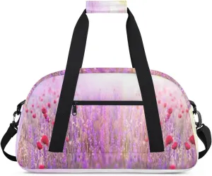 Sunlight Lavender Flower Kids Overnighted Duffel Bag Carry-On Size & Ideal for School Practice or Weekender Travel with Zip and Shoulder Stra for Boys & Girls