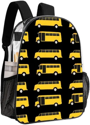 Supdreamc Adults Lightweight Black Yellow School Bus Rucksacks Large Capacity Bookbag Transparent Bag for Trekking Outdoors Bicycle