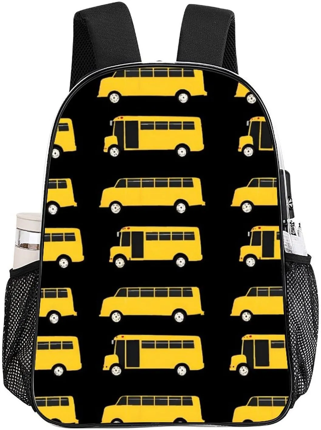 Supdreamc Adults Lightweight Black Yellow School Bus Rucksacks Large Capacity Bookbag Transparent Bag for Trekking Outdoors Bicycle
